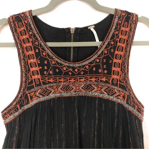 Free People Women’s Dress Beaded Gauze Open Back Casual Carefree Flowing - Picture 3 of 11